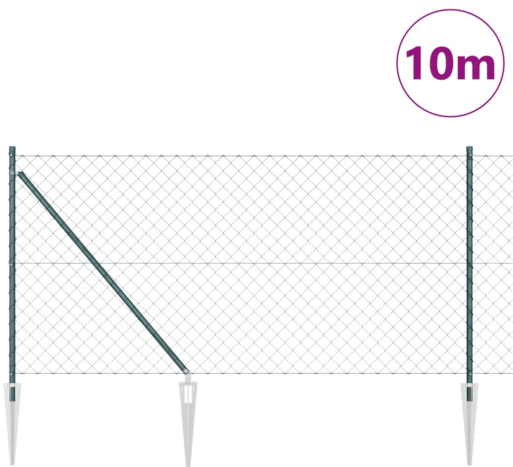 vidaXL Σετ Στύλων Φράχτη Πράσινο 1 x 10 m Επικαλυμμένος Χάλυβας