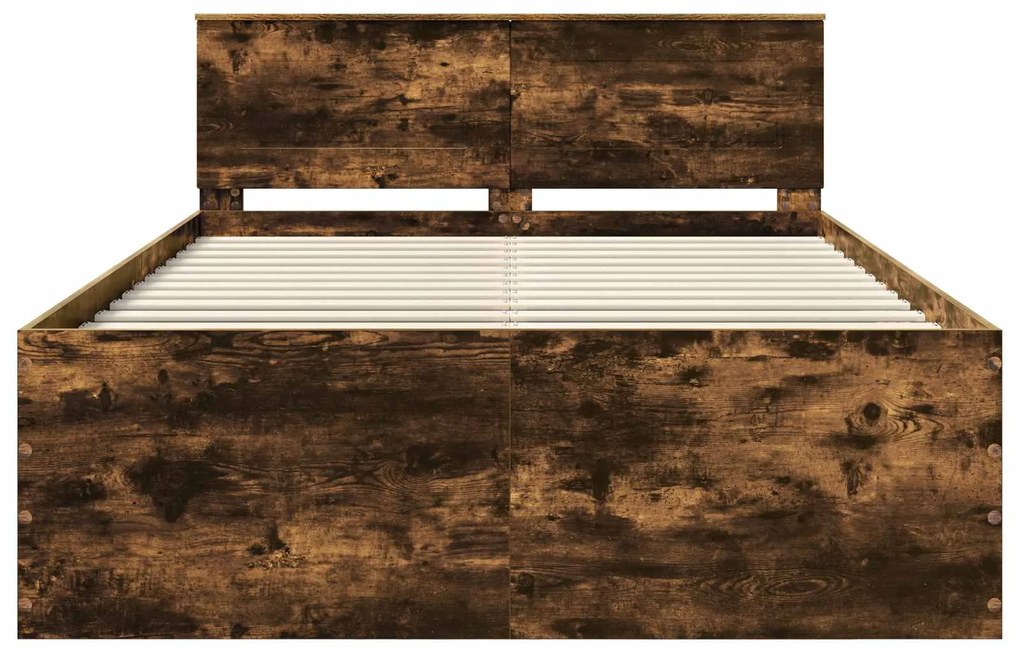 vidaXL Σκελετός Κρεβατιού με κεφαλάρι Καπνιστό Δρύς 150 x 200 cm