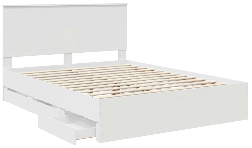 vidaXL Σκελετός Κρεβατιού Λευκό 150 x 200 cm Μηχανήματος Ξύλο