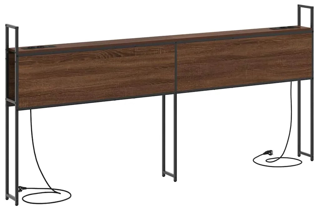 vidaXL Κεφαλάρι Αποθήκης με Σταθμό Φόρτισης με ράφι Καφέ δρυς 200 cm