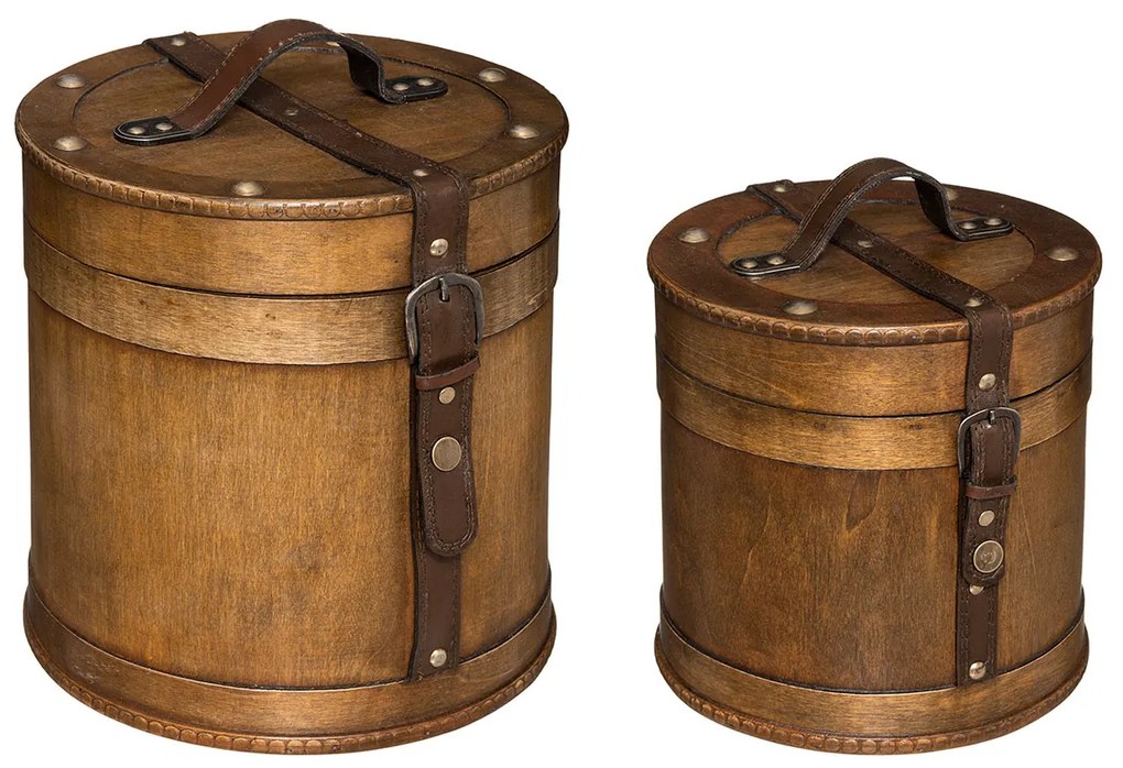 Κουτιά Αποθήκευσης (Σετ 2τμχ) A-S Wooden Round 182352