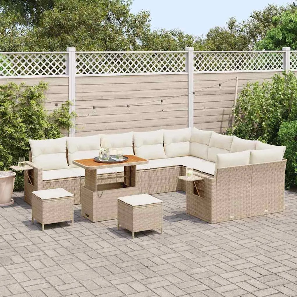 vidaXL Σετ Καναπέ Κήπου 12 pcs Μπεζ συνθετικό ρατάν