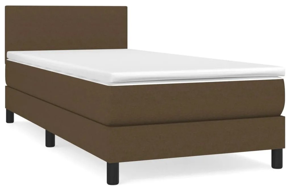 vidaXL Κρεβάτι Boxspring με Στρώμα Σκούρο Καφέ 80x200 εκ. Υφασμάτινο