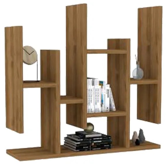 Ραφιέρα τοίχου Bemba pakoworld σε καρυδί απόχρωση 70x19,6x68,8εκ