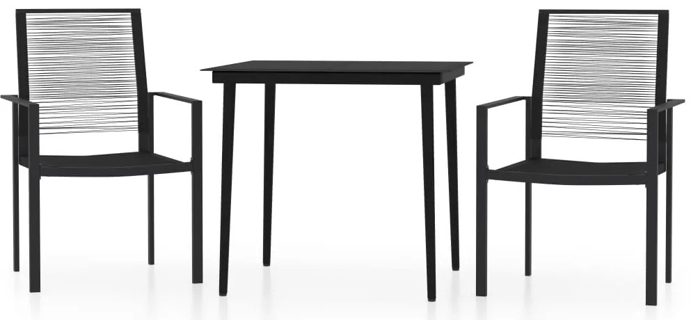 vidaXL Σετ Τραπεζαρίας Κήπου 3 Τεμαχίων Μαύρο