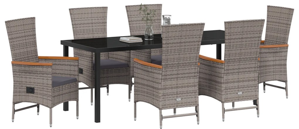 vidaXL Καρέκλες Εξωτερικού Χώρου με μαξιλάρι 7 pcs Γκρι Σκούρο Γκρι