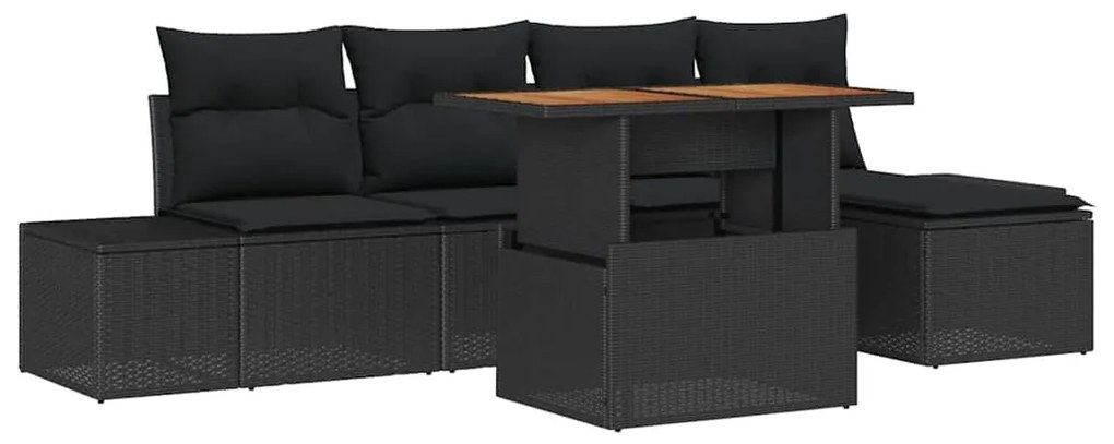 vidaXL Σετ Καναπέ Κήπου με αποθήκευση 6 pcs Μαύρο Πολυ ράταν