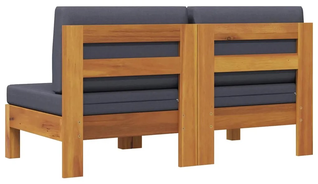 vidaXL Μεσαίοι Καναπέδες 2 τεμ. Μασίφ Ξύλο Ακακίας Σκ. Γκρι Μαξιλάρια