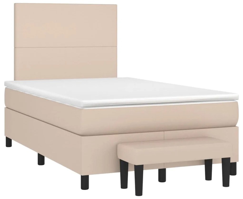 Κρεβάτι Boxspring με Στρώμα Καπουτσίνο 120x200εκ.από Συνθ.Δέρμα - Καφέ