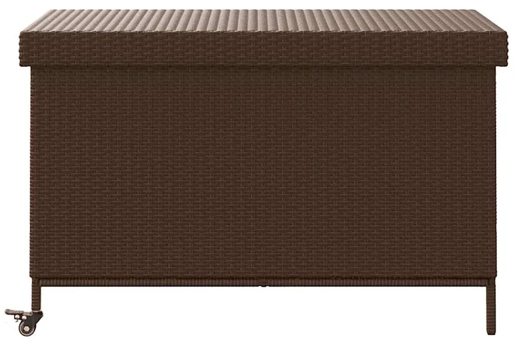 vidaXL Κουτί Αποθήκευσης Κήπου με Ρόδες 110x55x73 εκ. Συνθετικό Ρατάν