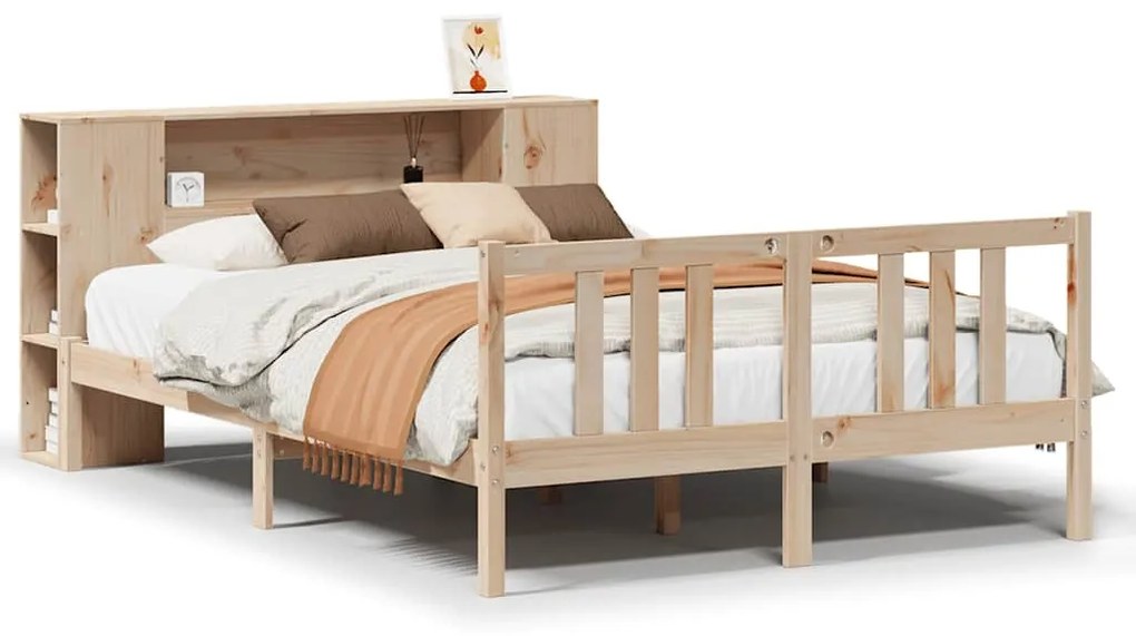 vidaXL Κρεβάτι Βιβλιοθήκη Χωρίς Στρώμα 120x200 εκ Μασίφ Ξύλο Πεύκο