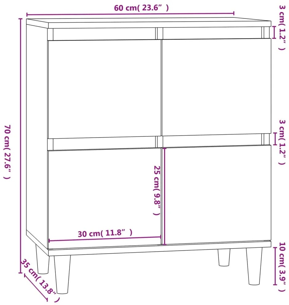 Συρταριέρα Sonoma Δρυς 60x35x70 εκ. Επεξεργασμένο Ξύλο - Καφέ