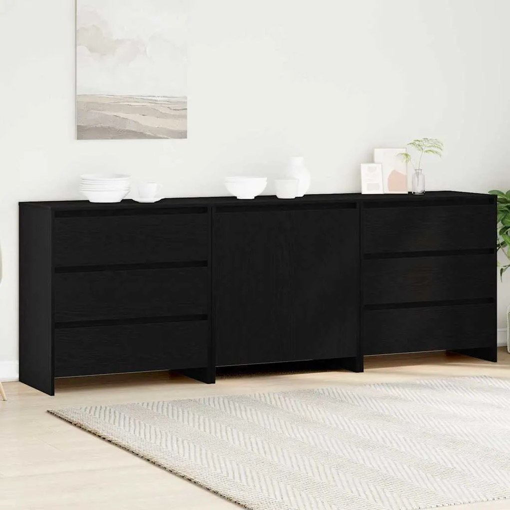 vidaXL Πλαϊνό γραφείο 3 pcs Μαύρο 70 x 41 x 75 εκ. Επεξεργασμένο ξύλο