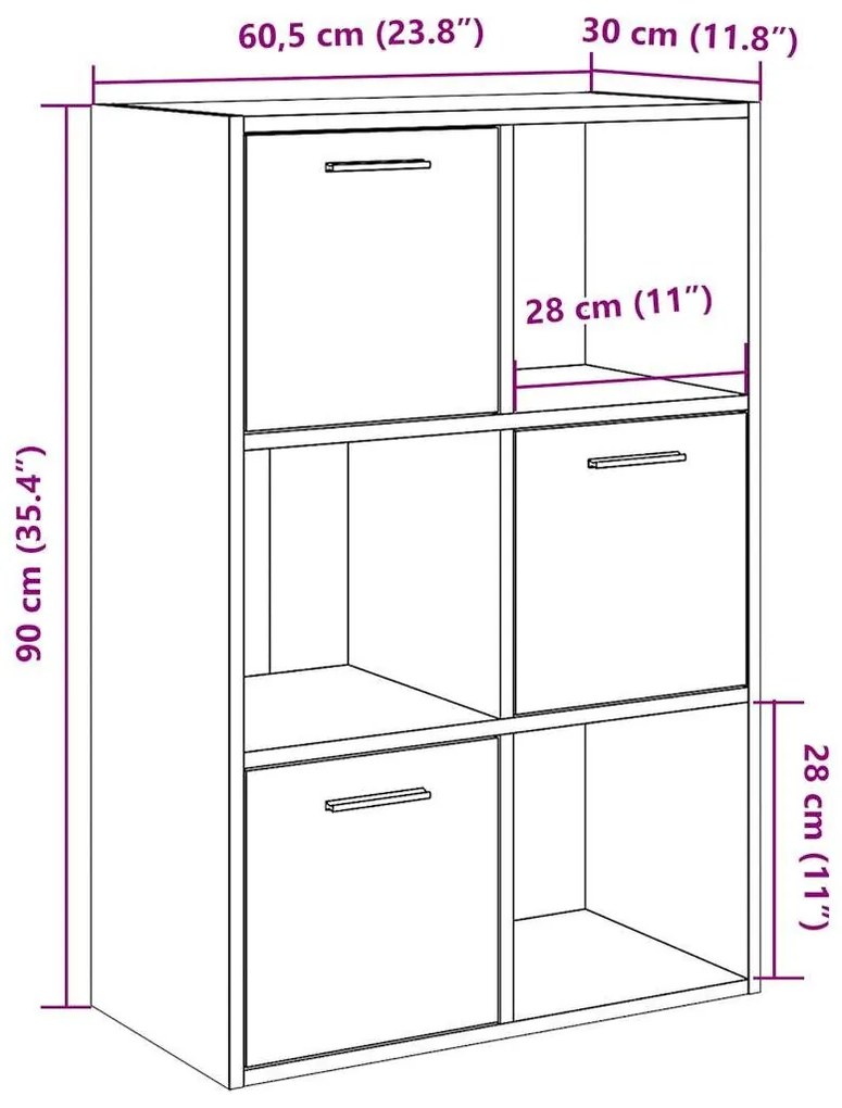 Βιβλιοθήκη Τεχνίτης Δρυς 60,5x30x90 εκ. Επεξεργασμένο Ξύλο - Καφέ