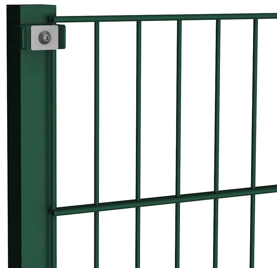 vidaXL Πάνελ Περίφραξης με Στύλους Σιδερένιο Πράσινο 349 x 80 εκ.