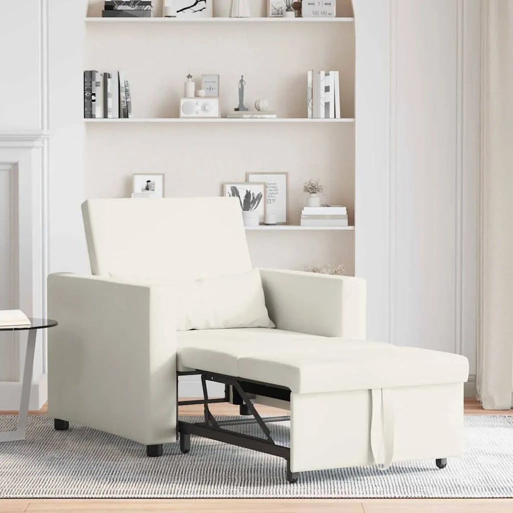 vidaXL Μονός καναπές-κρεβάτι Κρεμ 90 x 165 x 87 εκ. Βελούδο
