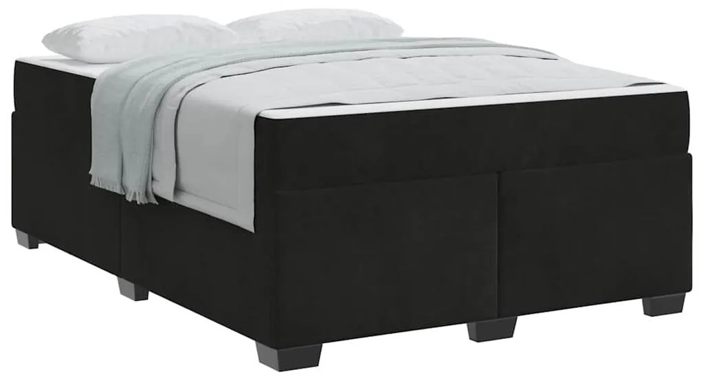 vidaXL Σκελετός κρεβατιού με στρώμα Μαύρο 140 x 200 cm Βελούδο