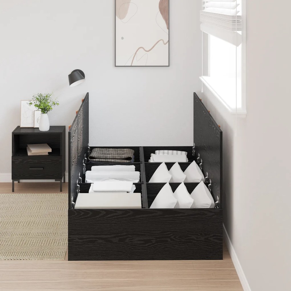 vidaXL Κρεβάτι Αποθήκευσης Μαύρη Δρυς 75x190 cm. Επεξεργασμένο ξύλο που προσφέρει αντοχή και στυλ.