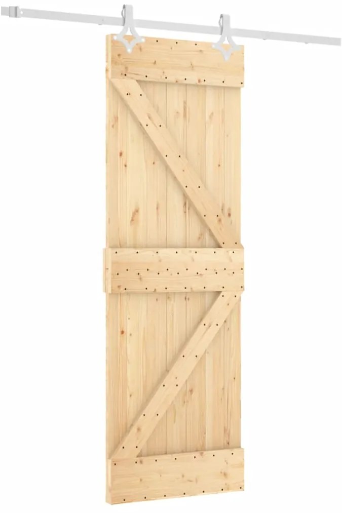 vidaXL Συρόμενη Μεσόπορτα με Μηχανισμό 70 x 210 εκ. Μασίφ Ξύλο Πεύκου