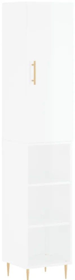 vidaXL Ντουλάπι Γυαλ. Λευκό 34,5 x 34 x 180 εκ. από Επεξεργασμένο Ξύλο