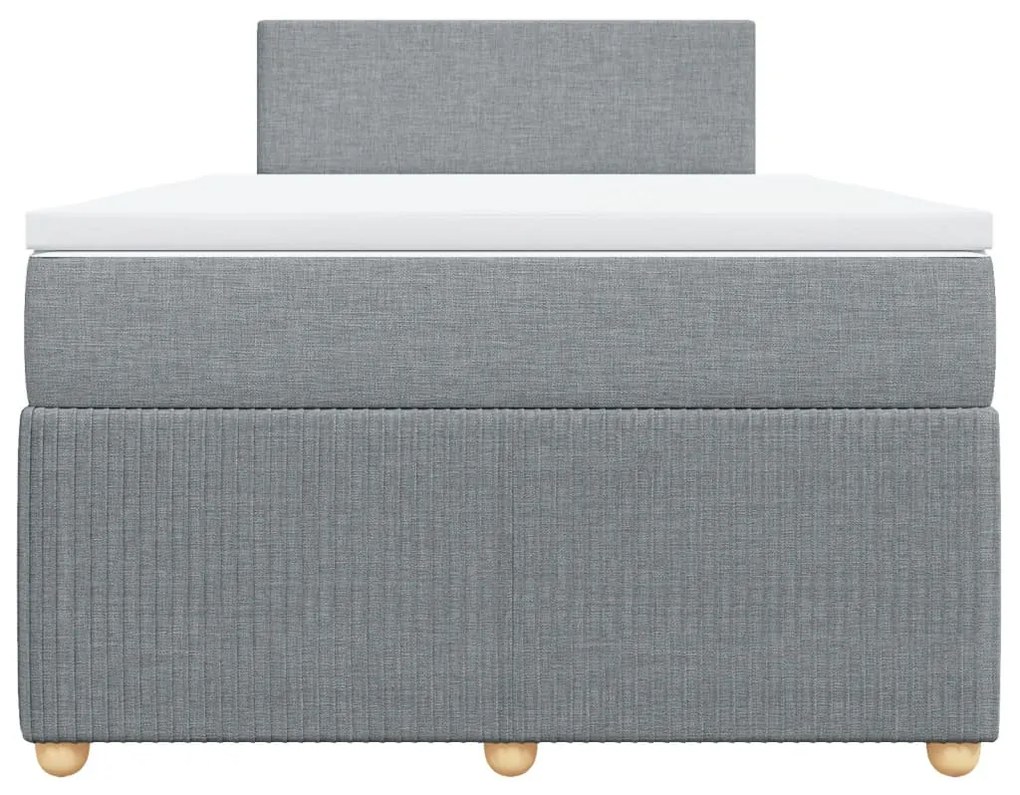 vidaXL Κρεβάτι Boxspring με Στρώμα Ανοιχτό Γκρι 120x200 εκ. Υφασμάτινο