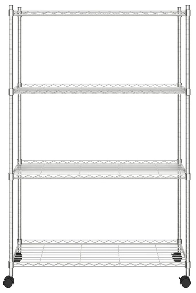 vidaXL Ραφιέρα 4 Επιπέδων με Τροχούς Χρωμέ 90x35x142 εκ. 200 κ.