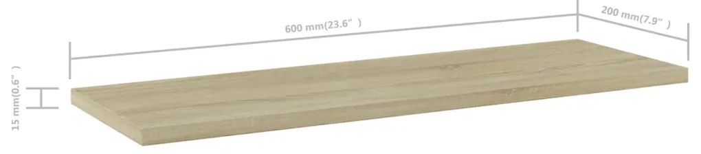 vidaXL Ράφια Βιβλιοθήκης 4 τεμ. Sonoma Δρυς 60x20x1,5 εκ. Μοριοσανίδα