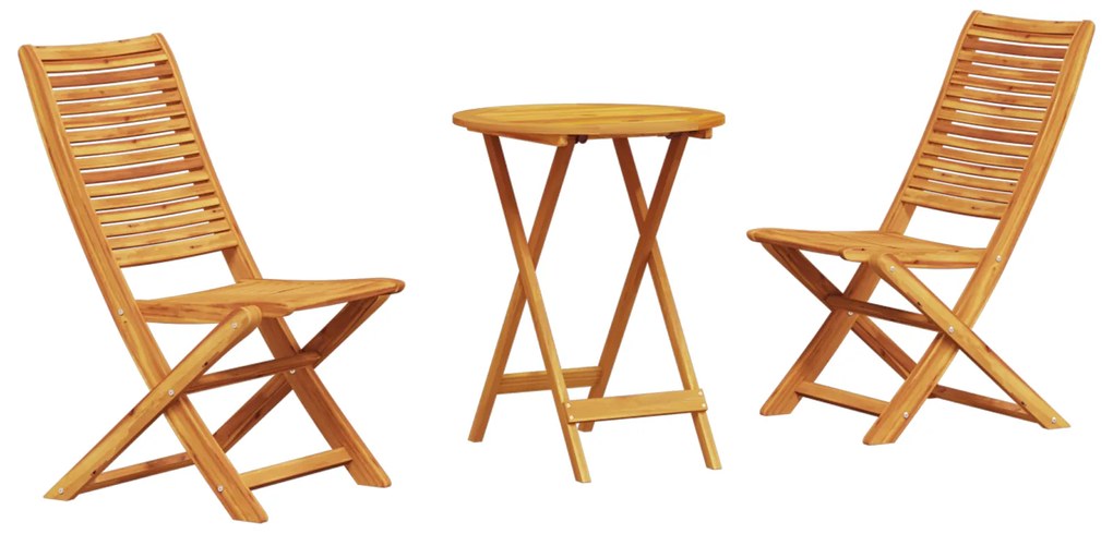 vidaXL Σετ εξωτερικών επίπλων 3 pcs Φυσικό Ξύλο 60 x 60 x 75 cm