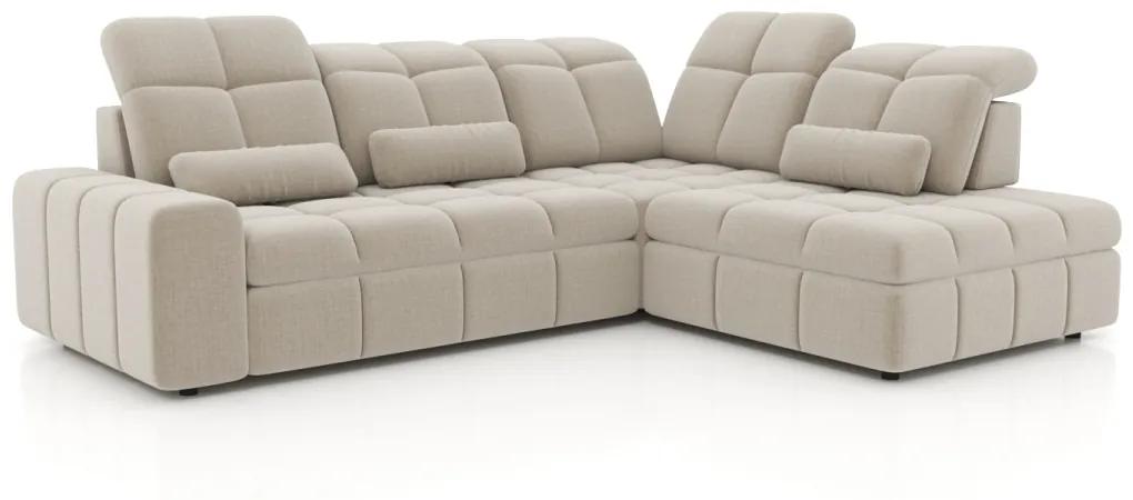 Γωνιακός Καναπές κρεβάτι Kim 275x107x211cm λευκό με δεξιά γωνία ,ηλεκτρικά επεκτεινόμενη λειτουργία καθίσματος/ύπνου BOG6789