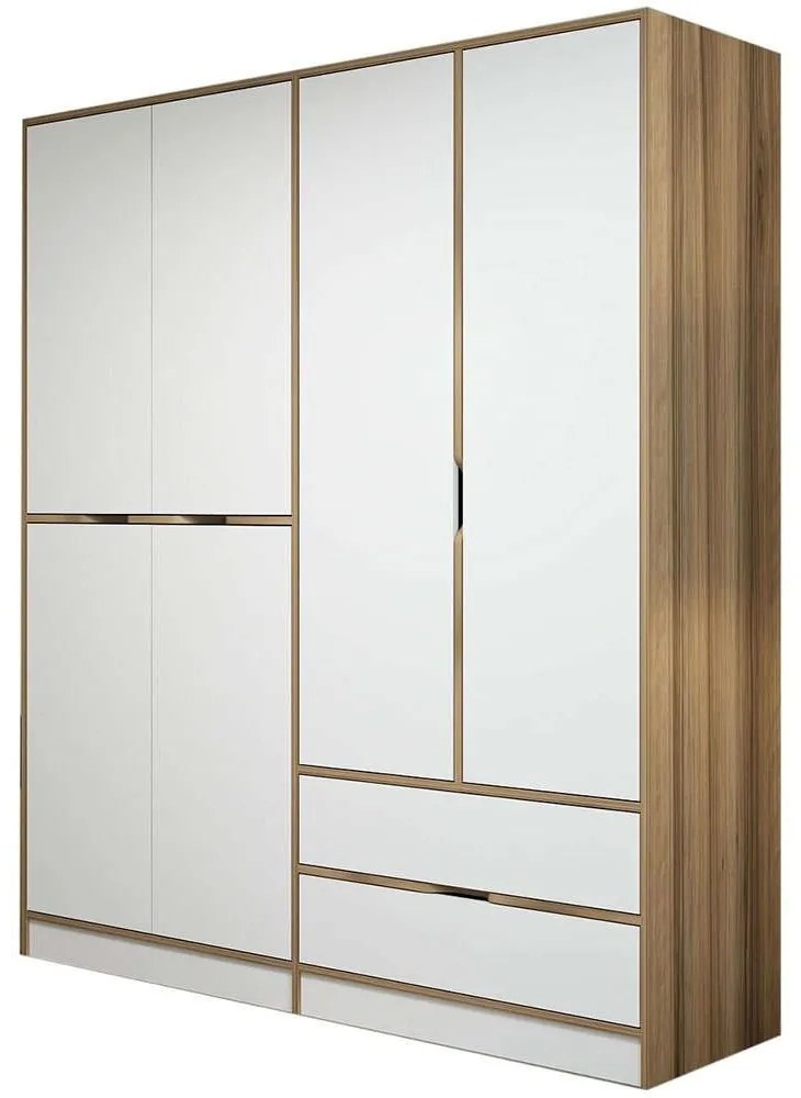 Ντουλάπα Εξάφυλλη Elina 506MNR2497 185x52x208cm Oak-White Six Door