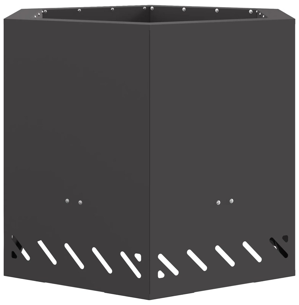 vidaXL Σαφής Φωτιά Χωρίς Καπνό Έξιγωνο Μαύρο 58x58x51 εκ Ατσάλι