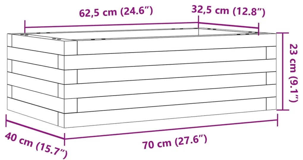 Ζαρντινιέρα Κήπου 70x40x23 εκ. από Εμποτισμένο Ξύλο Πεύκου - Καφέ