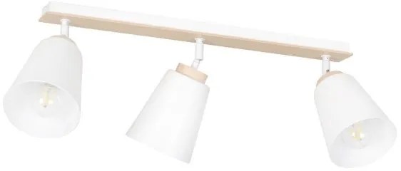 Σποτ Φωτιστικό Οροφής 3xE27 Ατσάλι-Ξύλο ATLAS Made in Poland Emibig-724/3-Λευκό 724/3