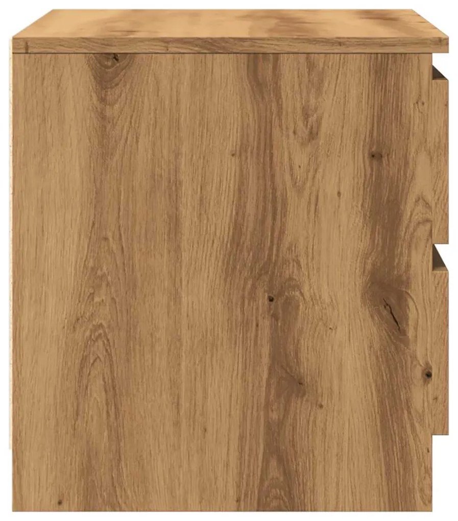 Κομοδίνο Αρτισιανή Δρυς 50x40x43.5 εκ. από Επεξεργασμένο Ξύλο - Καφέ