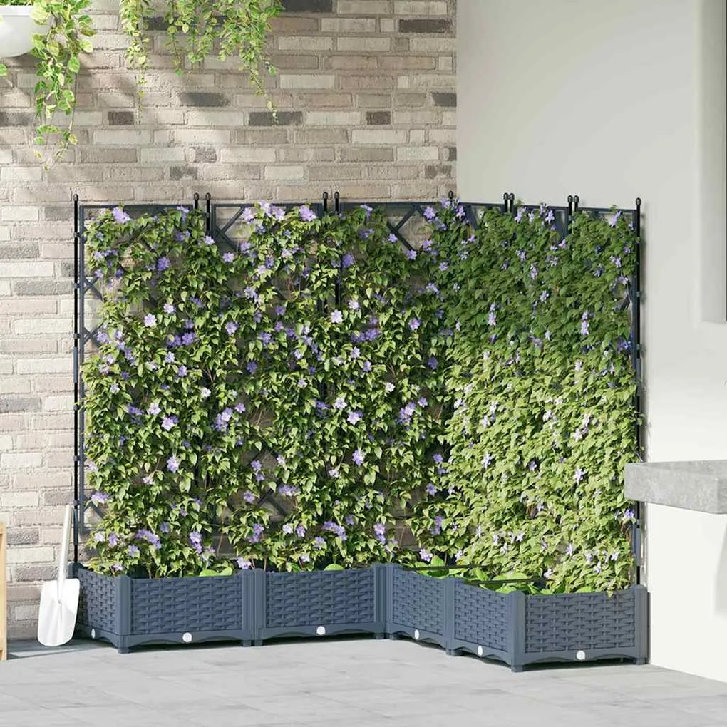 vidaXL Κηποτινάκι με Τρέλα 5 pcs Γκρι 120 x 120 x 125.5 εκ. PP