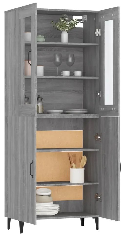 vidaXL Ντουλάπι Γκρι Sonoma 69,5 x 34 x 180 εκ. Επεξεργασμένο Ξύλο