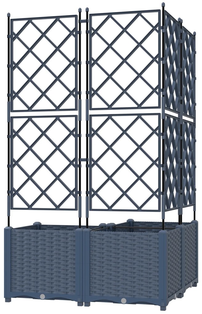 vidaXL Γλάστρα Κήπου με Πέργκολα 3 τεμ Γκρι 80x80x143 εκ