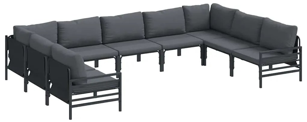 vidaXL Σετ Καναπέ Κήπου 9 pcs Ανθρακί Ατσάλι