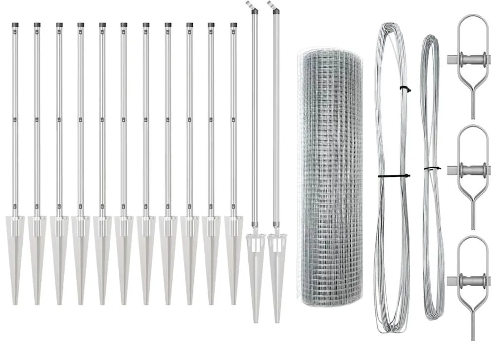 vidaXL Στύλος Περιφράξεων Ασημί 25 x 0,5 μ (12 x 12 mm πλέγμα) Ατσάλι