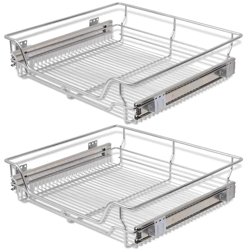 vidaXL Συρτάρια - Καλάθια Συρμάτινα 2 τεμ. Aσημί 600 χιλ.