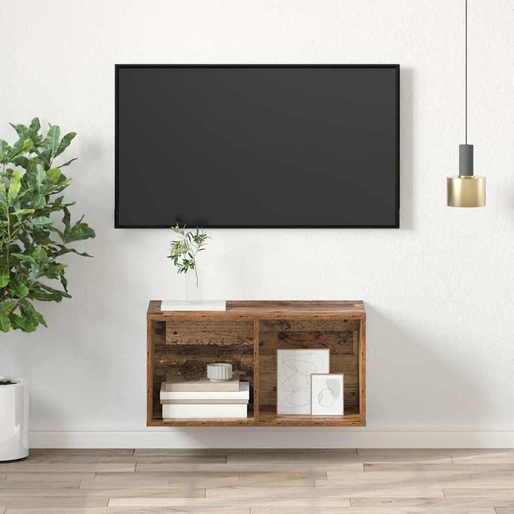 vidaXL Τοίχου Ντουλάπι Τηλεόρασης Παλαιό ξύλο 37 x 37 x 72 εκ