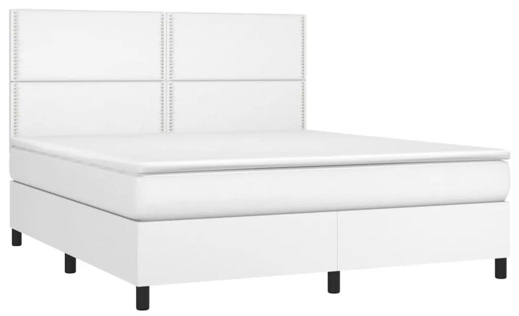 vidaXL Κρεβάτι Boxspring με Στρώμα Λευκό 180x200 εκ. Συνθετικό Δέρμα