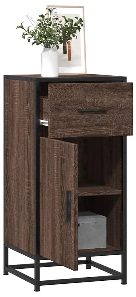 vidaXL Ραφιέρα Καφέ Δρυς 35,5x35x76 εκ. Επεξ. Ξύλο + Μέταλλο