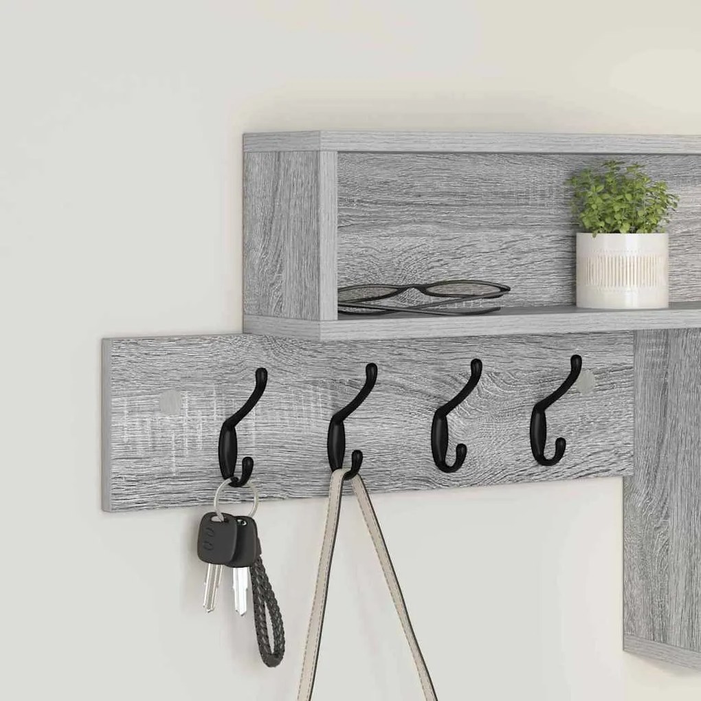 vidaXL Τοίχου Κρεμάστρα με ράφι Γκρι sonoma 100 x 12 x 43.5 εκ