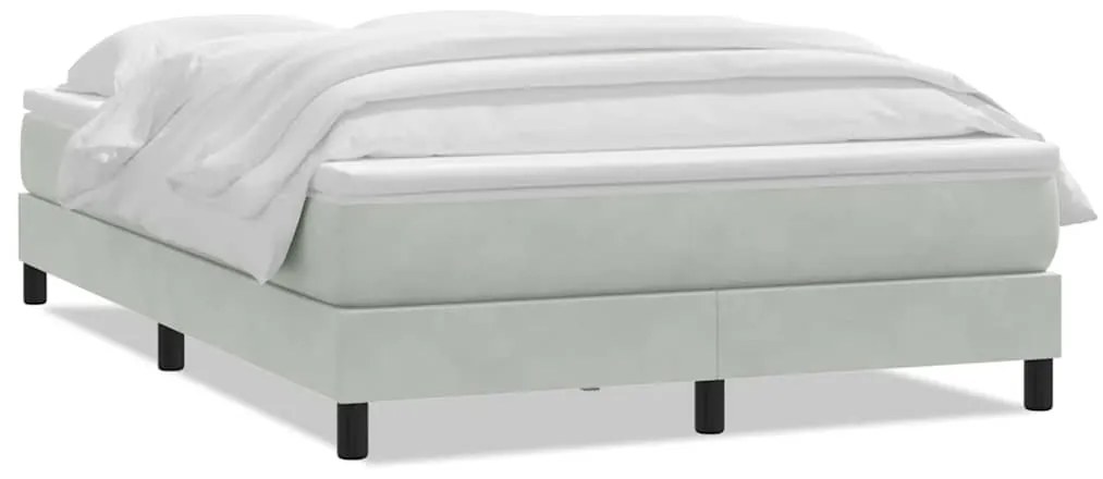 vidaXL Κρεβάτι Boxspring με Στρώμα Ανοιχτό Γκρι 140x210 εκ. Βελούδινο