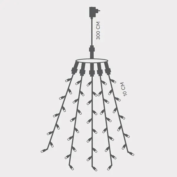 ΧΤΑΠΟΔΙ, 175 LED 3mm, 31V, 5 ΓΡΑΜΜΕΣ, ΜΕ ΜΕΤΑΣΧΗΜΑΤΙΣΤΗ, ΠΡΟΕΚΤΑΣΗ ΠΑΡΟΧΗΣ 300cm, ΠΡΑΣΙΝΟ ΚΑΛΩΔΙΟ, ΛΕΥΚΟ LED ΑΝΑ 10cm, ΙΡ44