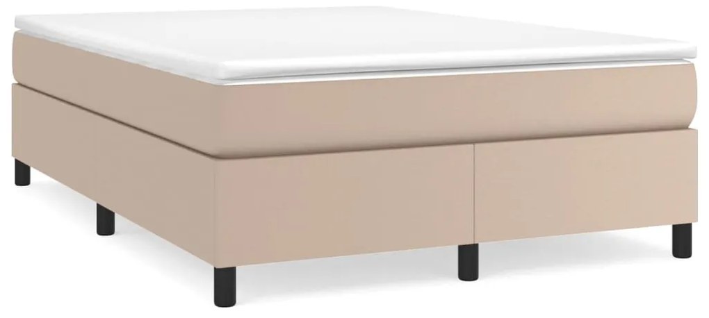 vidaXL Κρεβάτι Boxspring με Στρώμα Καπουτσίνο 140x190εκ.από Συνθ.Δέρμα