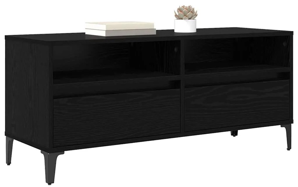 vidaXL Ντουλάπι TV με συρτάρι Μαύρη Οξυά 100 x 34,5 x 44,5 εκ.