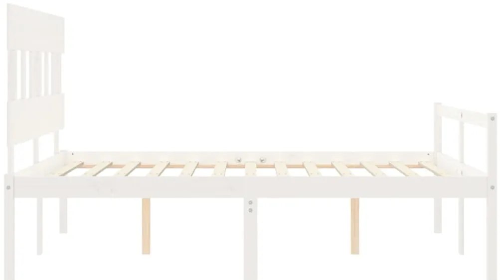 vidaXL Κρεβάτι Ηλικιωμένου με Κεφαλάρι 160 x 200 εκ. Λευκό Μασίφ Ξύλο