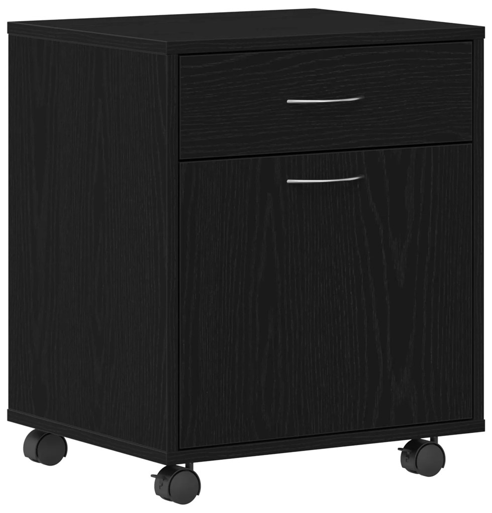 vidaXL Κιβώτιο με Ρόδες Μαύρη Δρυ 45x38x54 εκ. Επεξεργασμένο Ξύλο